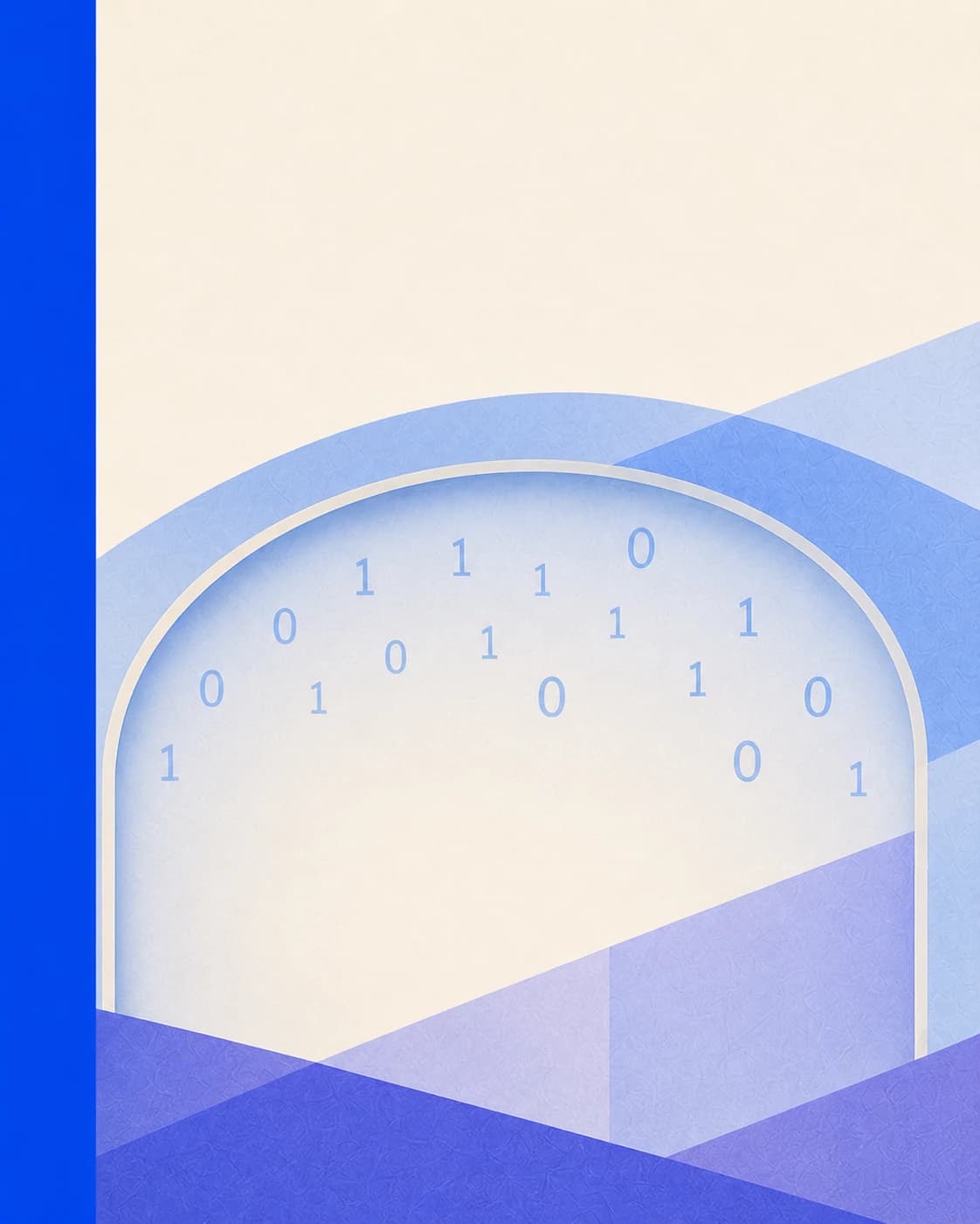 Layered blue and violet planes opening into AXIO’s blue-coded math universe.