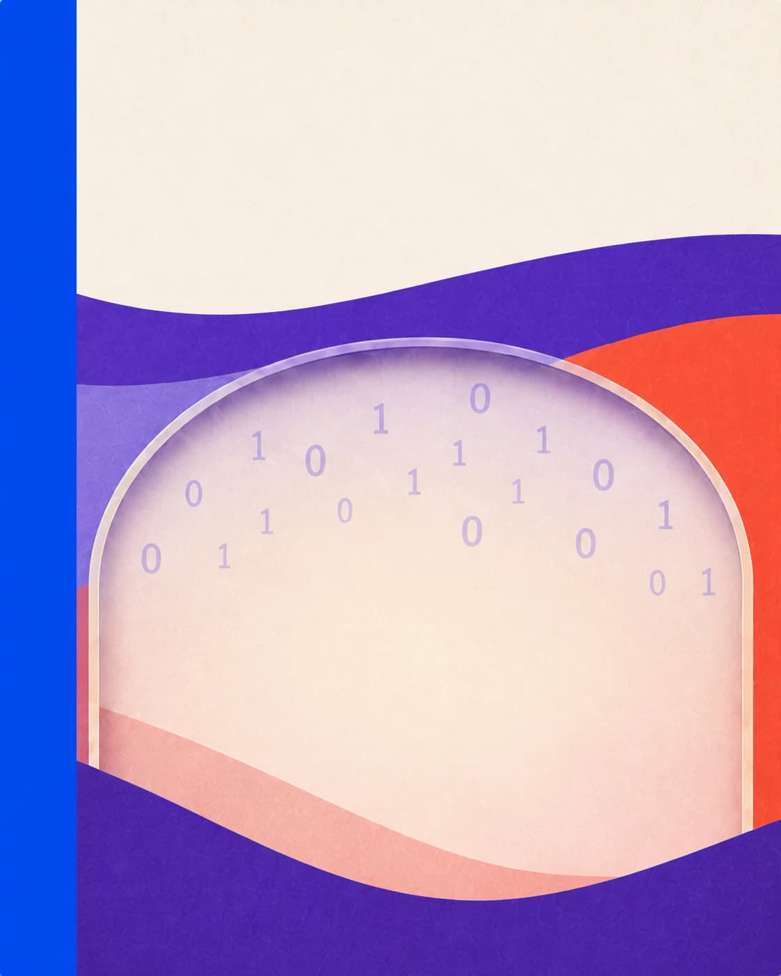 Violet, coral, and rose layers opening into AXIO’s blue-coded math universe.